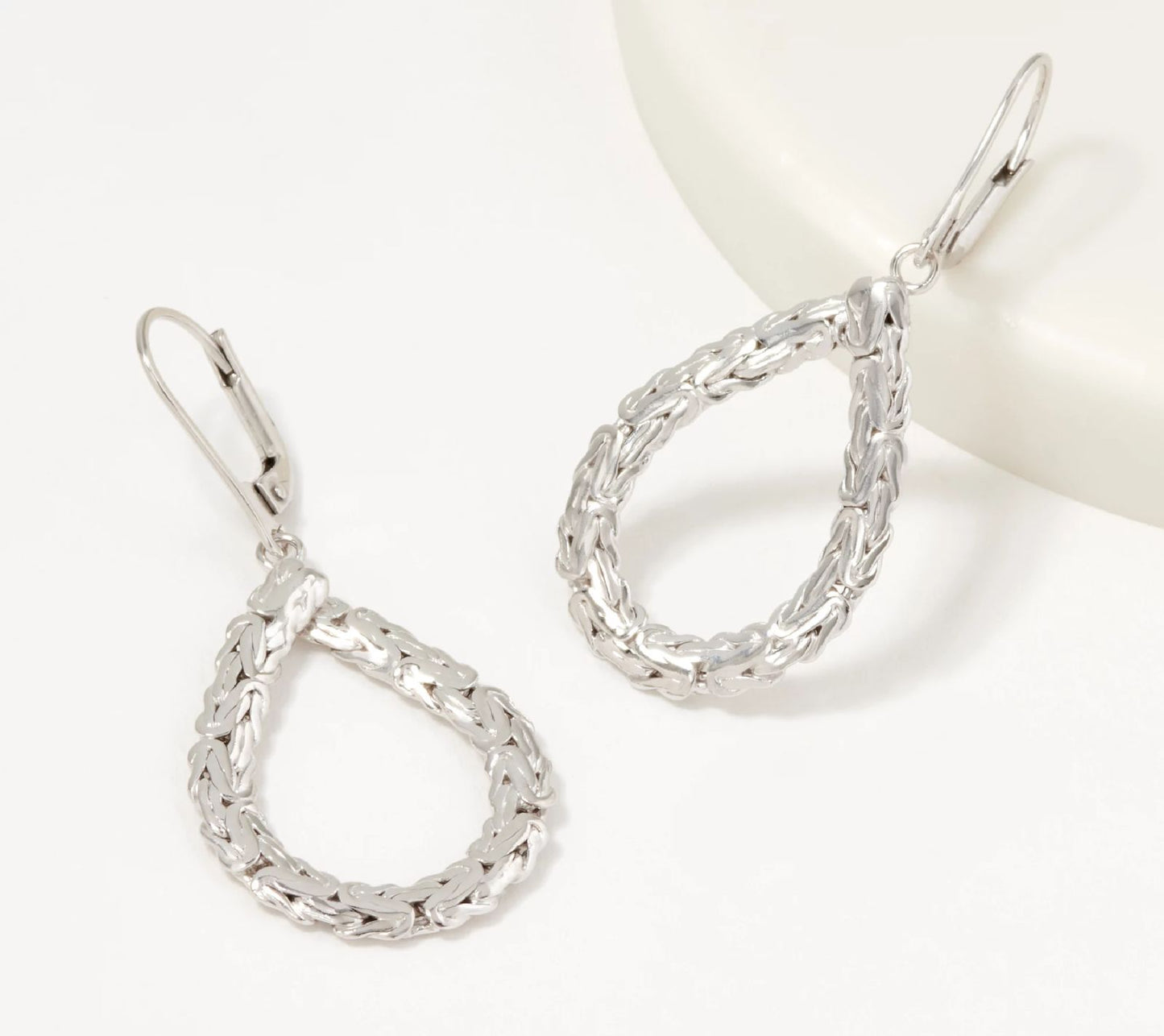Sterling Silver, Byzantine Pear Teardrop Hoop Earrings by Silver Style
