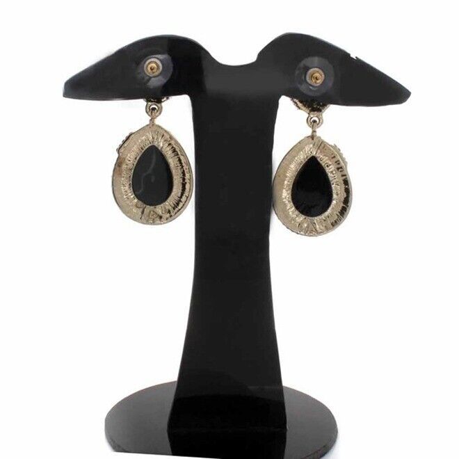 Amrita Singh Gold Tone Pave Black Teardrop Earrings Qvc $100