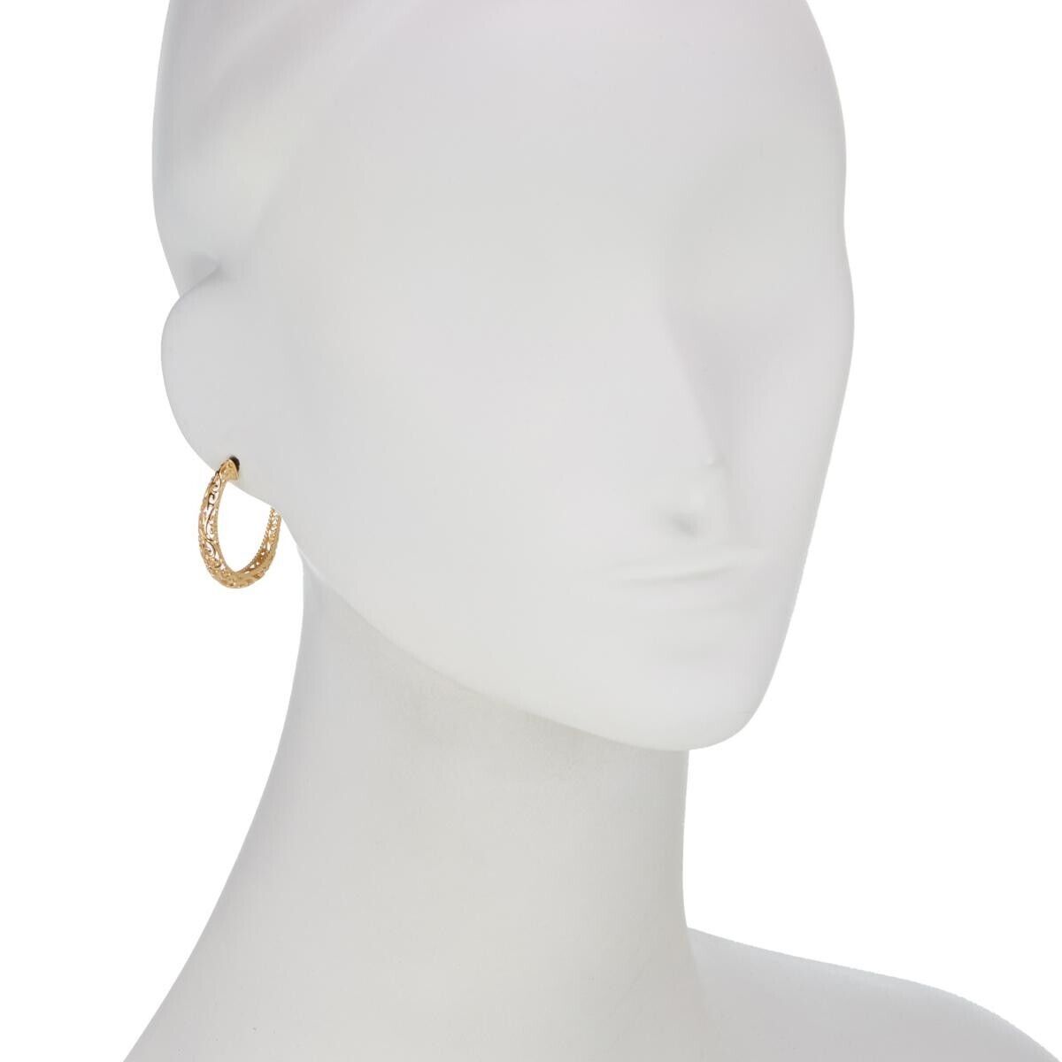 Bellezza Bronze Hammered & Filigree Hoop Earrings Set