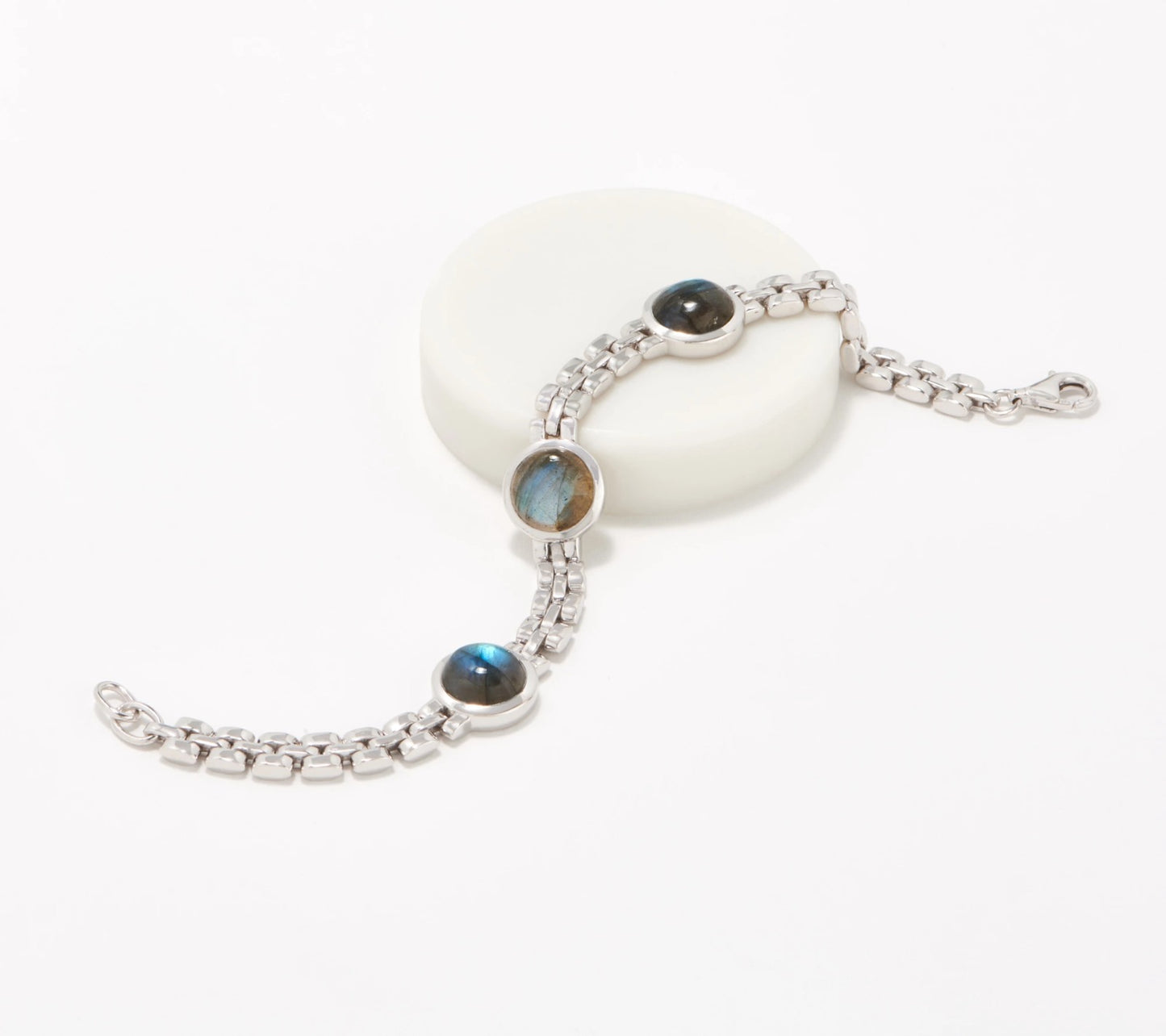 Affinity Gems Labradorite Station Bracelet Sterling Silver 6-3/4"