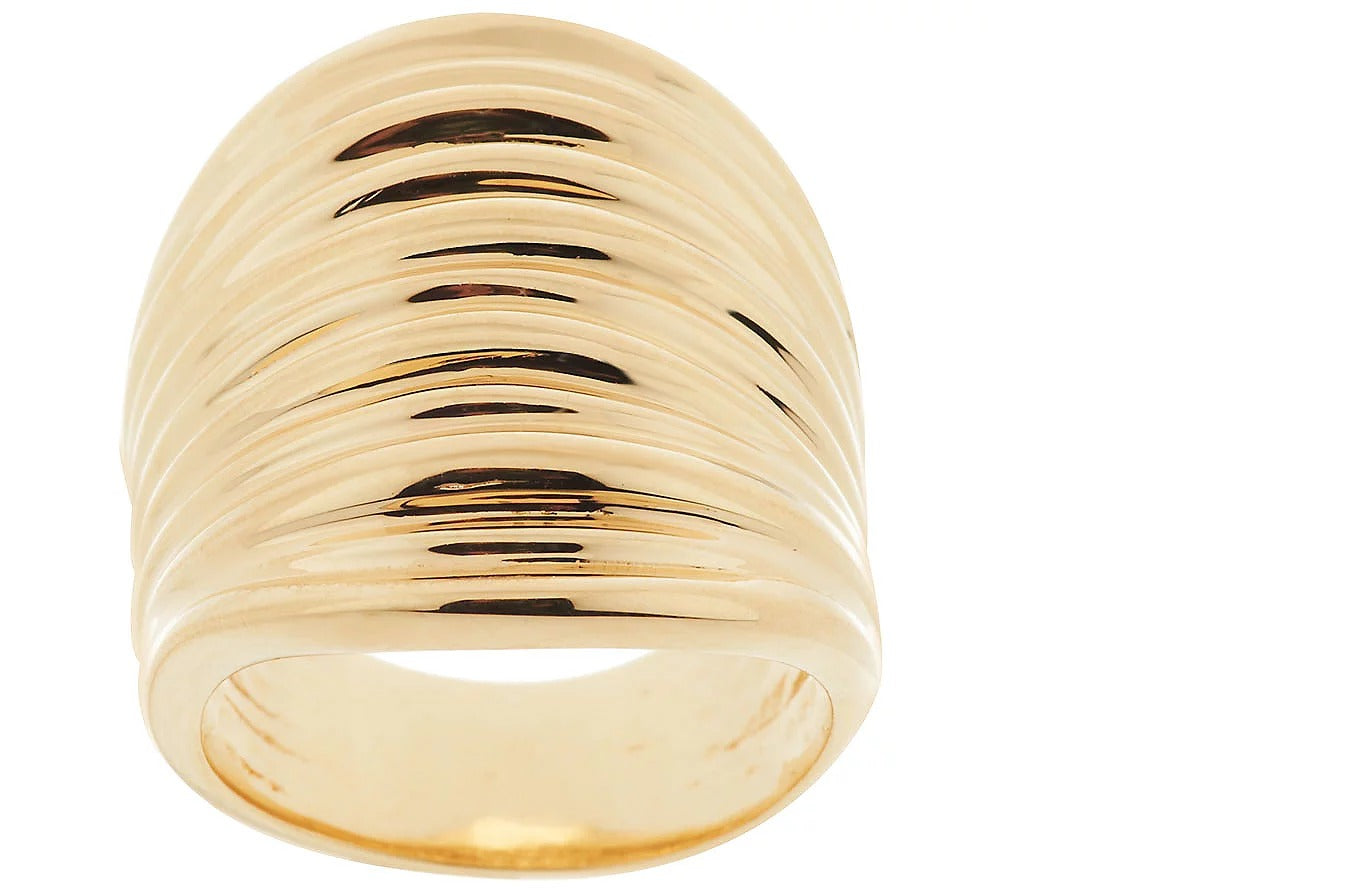 Bronzo Italia Polished Ribbed Saddle Ring Size 7 Yellow Bronze | Ring