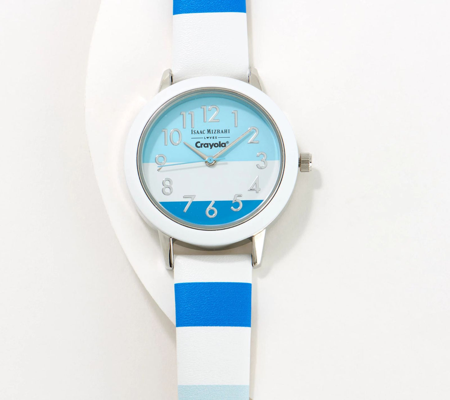 Isaac Mizrahi Blue Leather Watch 5"-7-1/4" SilverTone Over Stainless Steel | Wristwatches