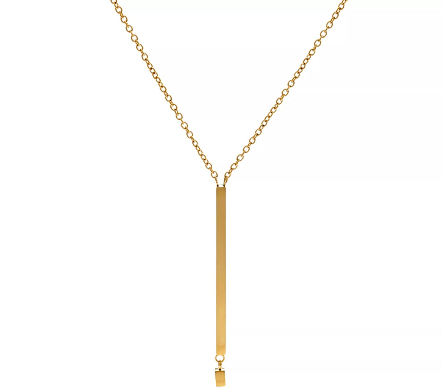 QVC Stainless Steel GoldTone, Oval Link Chain Vertical Bar Necklace,  26"+2"
