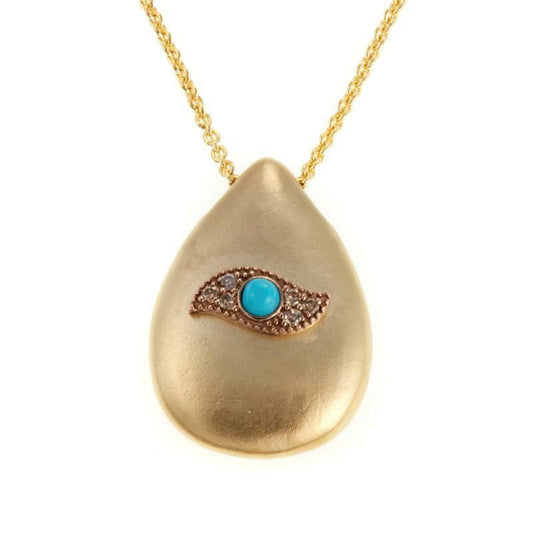 Rarities Sterling Silver Gold-Plated "Evil Eye" Diamond Pendant Necklace. 18"