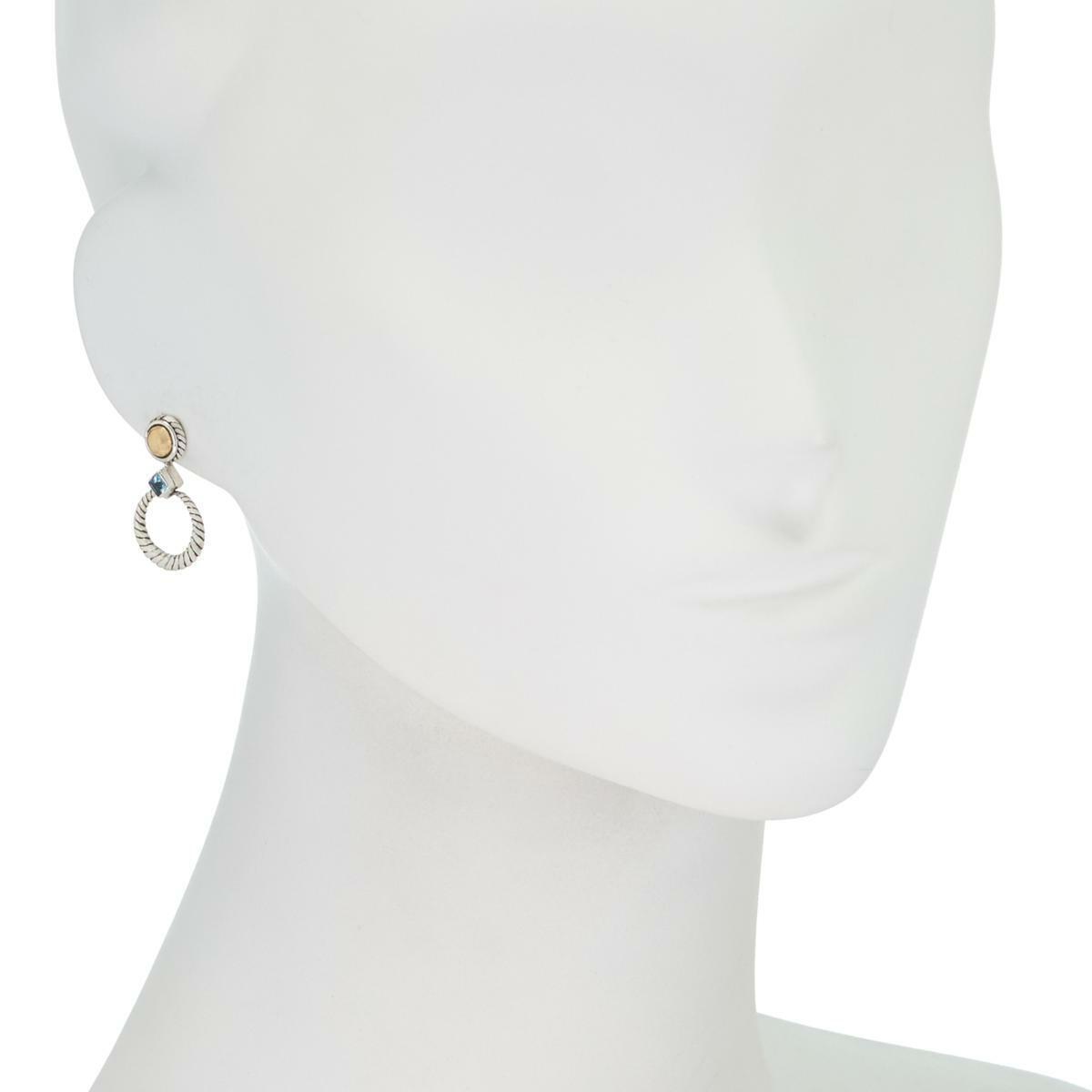 Bali Designs Blue Topaz 18K Yellow Gold Dome Drop Earrings - HSN $150