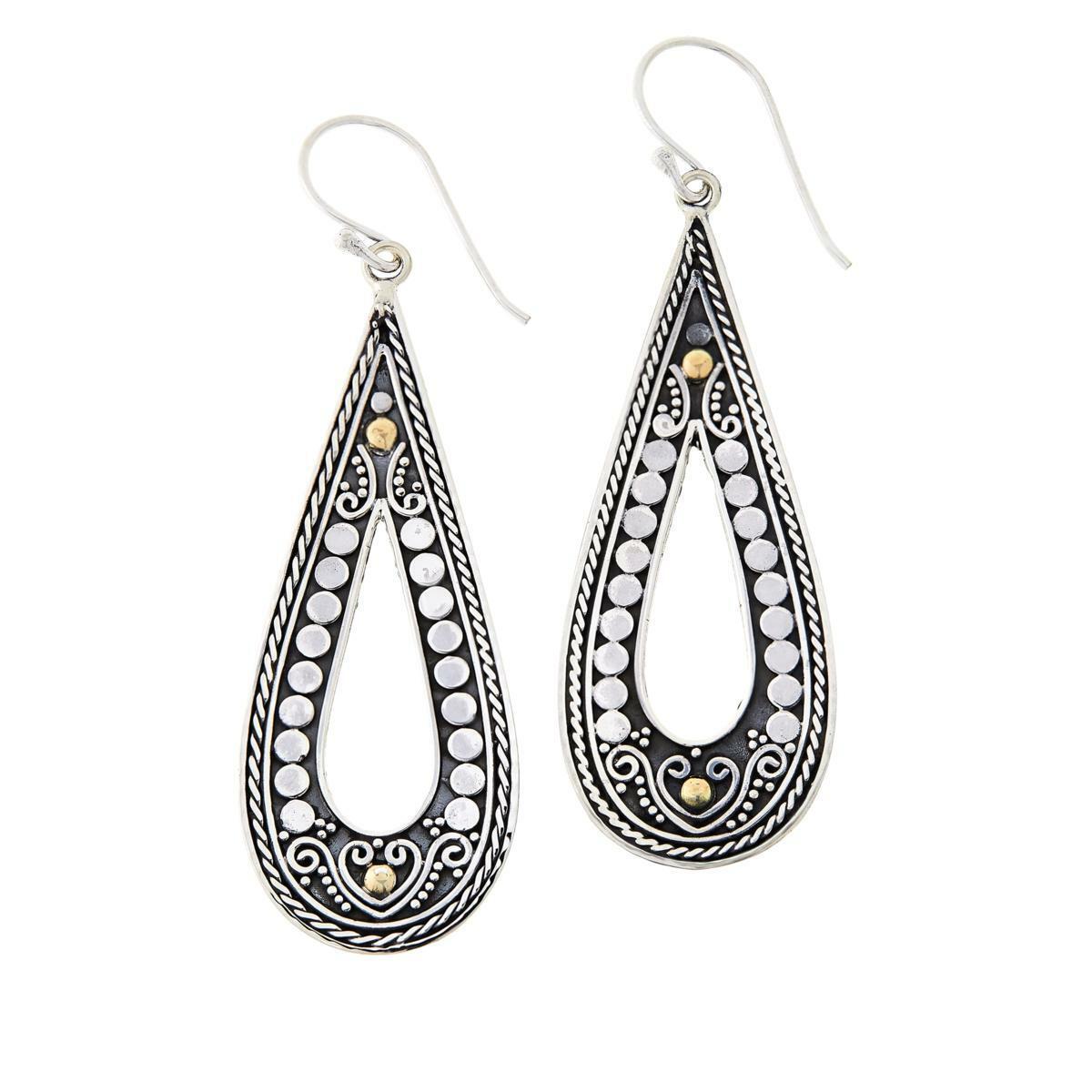 Bali Designs Sterling Silver &18K Gold Pear Shaped Hook Drop Earrings HSN $90