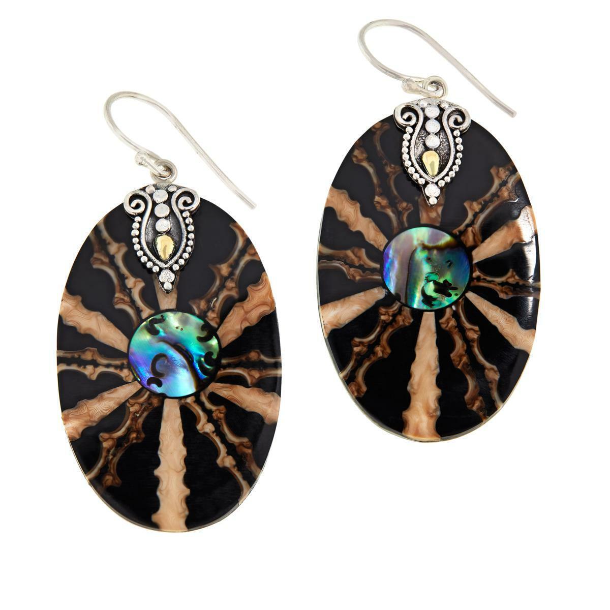 Bali RoManse Sterling Silver & 18K Abalone Oval Shell and Resin Drop Earrings