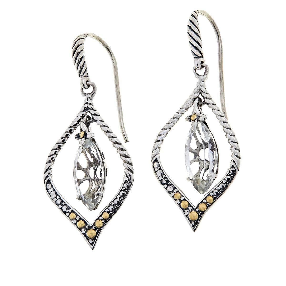 Bali Designs Marquise White Topaz Cable Hook Drop Earrings HSN $170.00