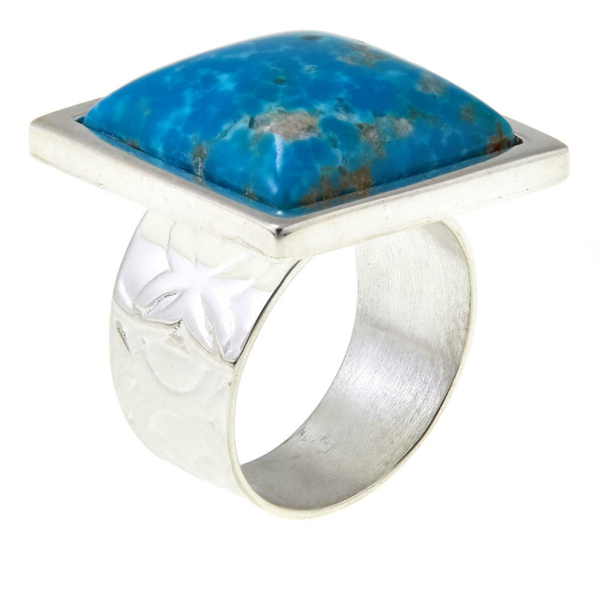Jay King Square Sonoran Turquoise Sterling Silver Ring, Size 6