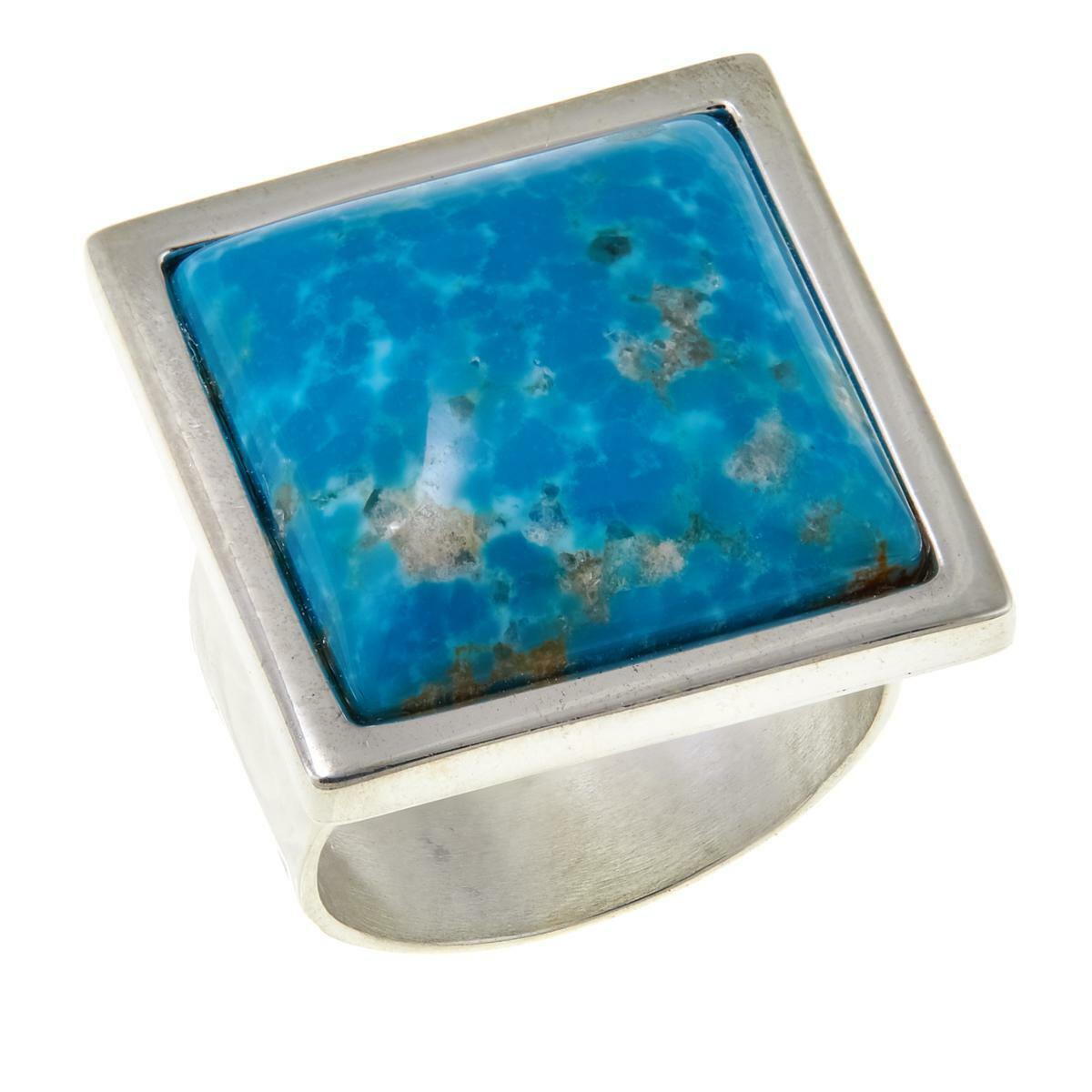 Jay King Square Sonoran Turquoise Sterling Silver Ring, Size 6