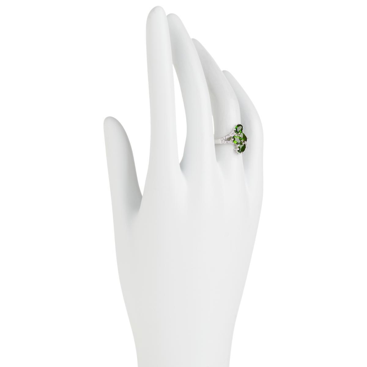 Colleen Lopez Sterling Silver Chrome Diopside & White Zircon Bypass Ring, Size 5