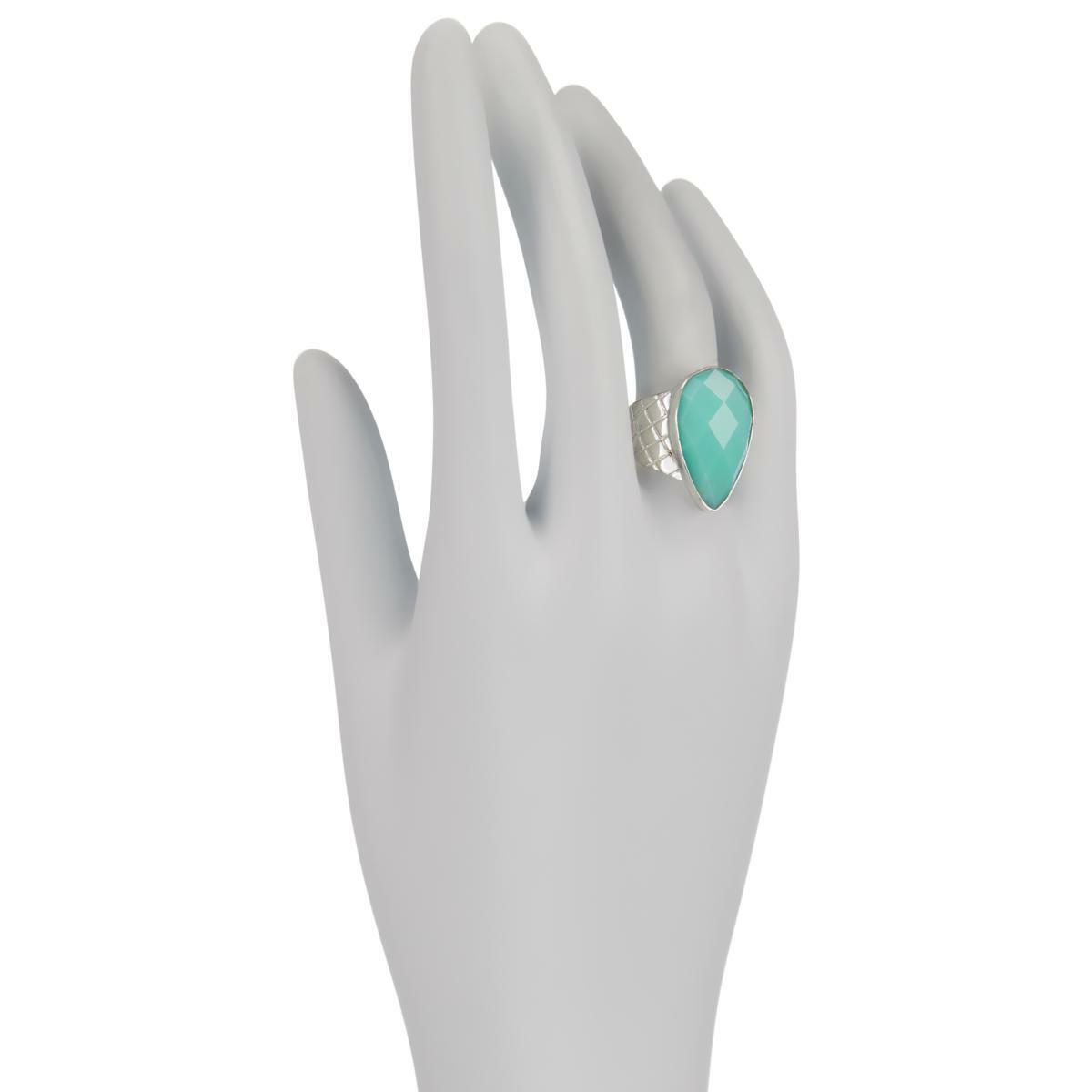 Jay King Sterling Silver Pear Shaped Green Opal Ring, Size 6