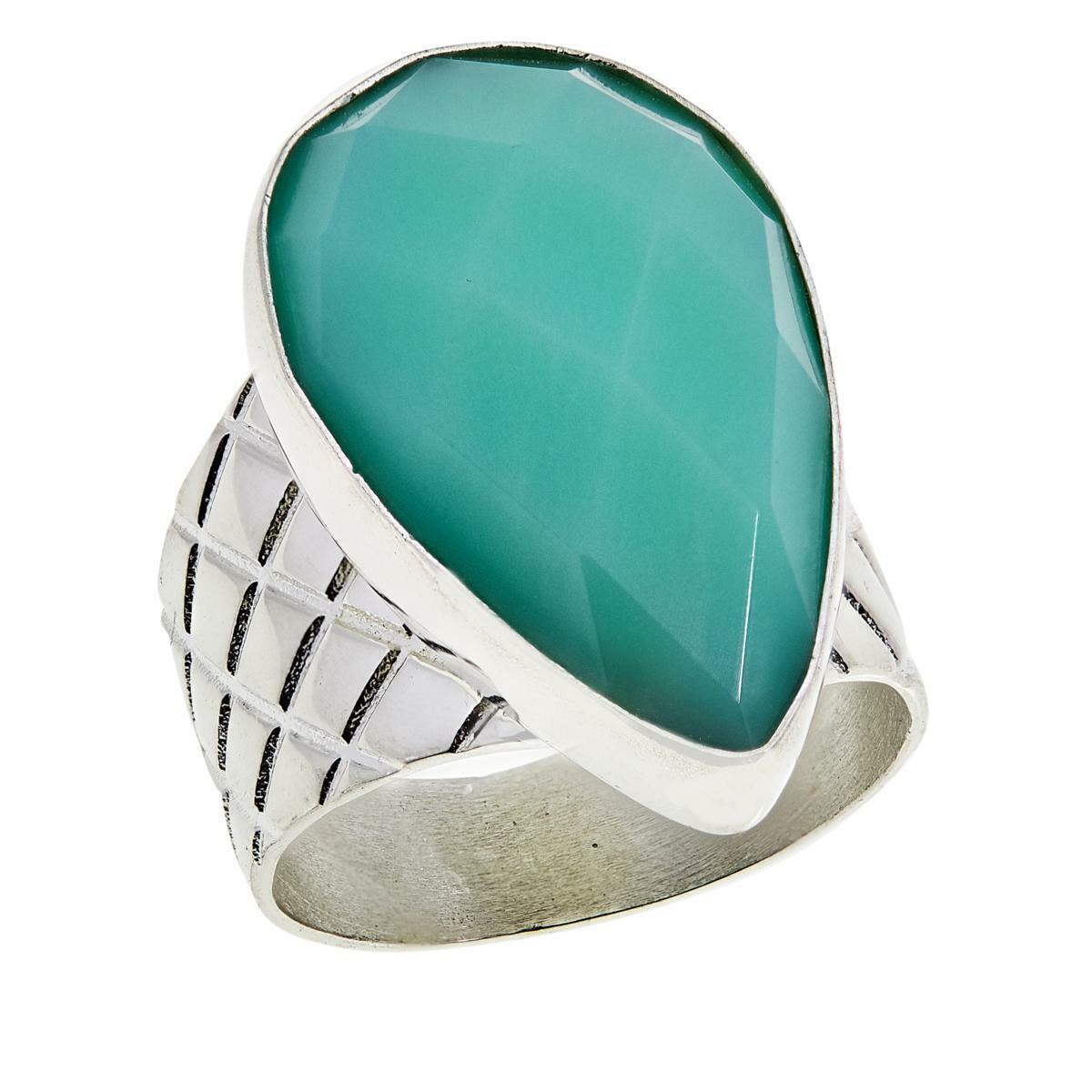 Jay King Sterling Silver Pear Shaped Green Opal Ring, Size 6