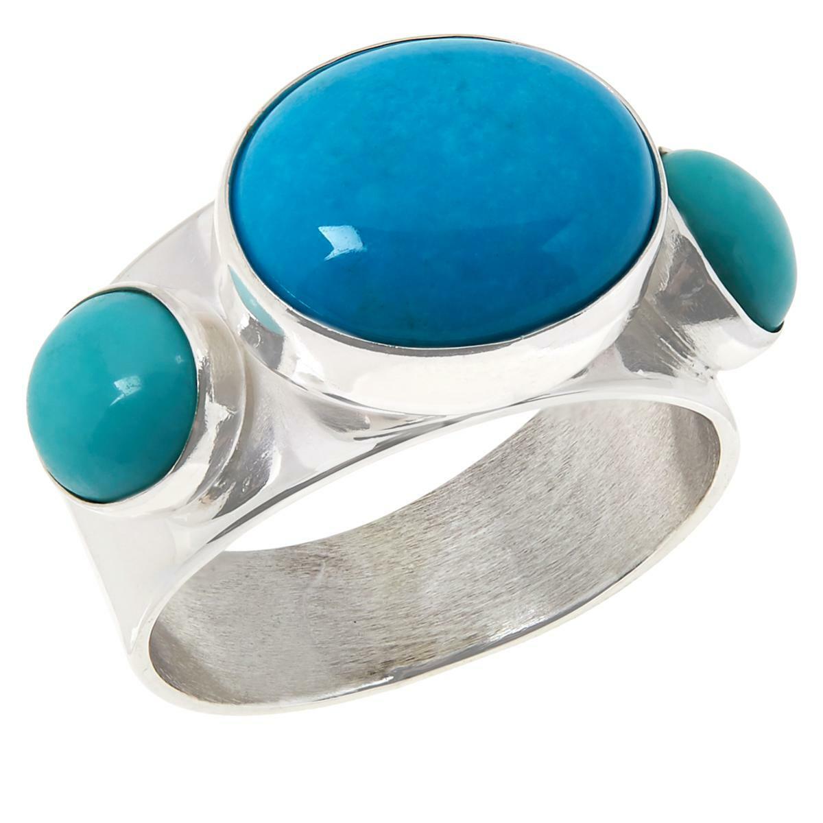 Jay King Sterling Silver Multi-Turquoise 3-Stone Ring, Size 6
