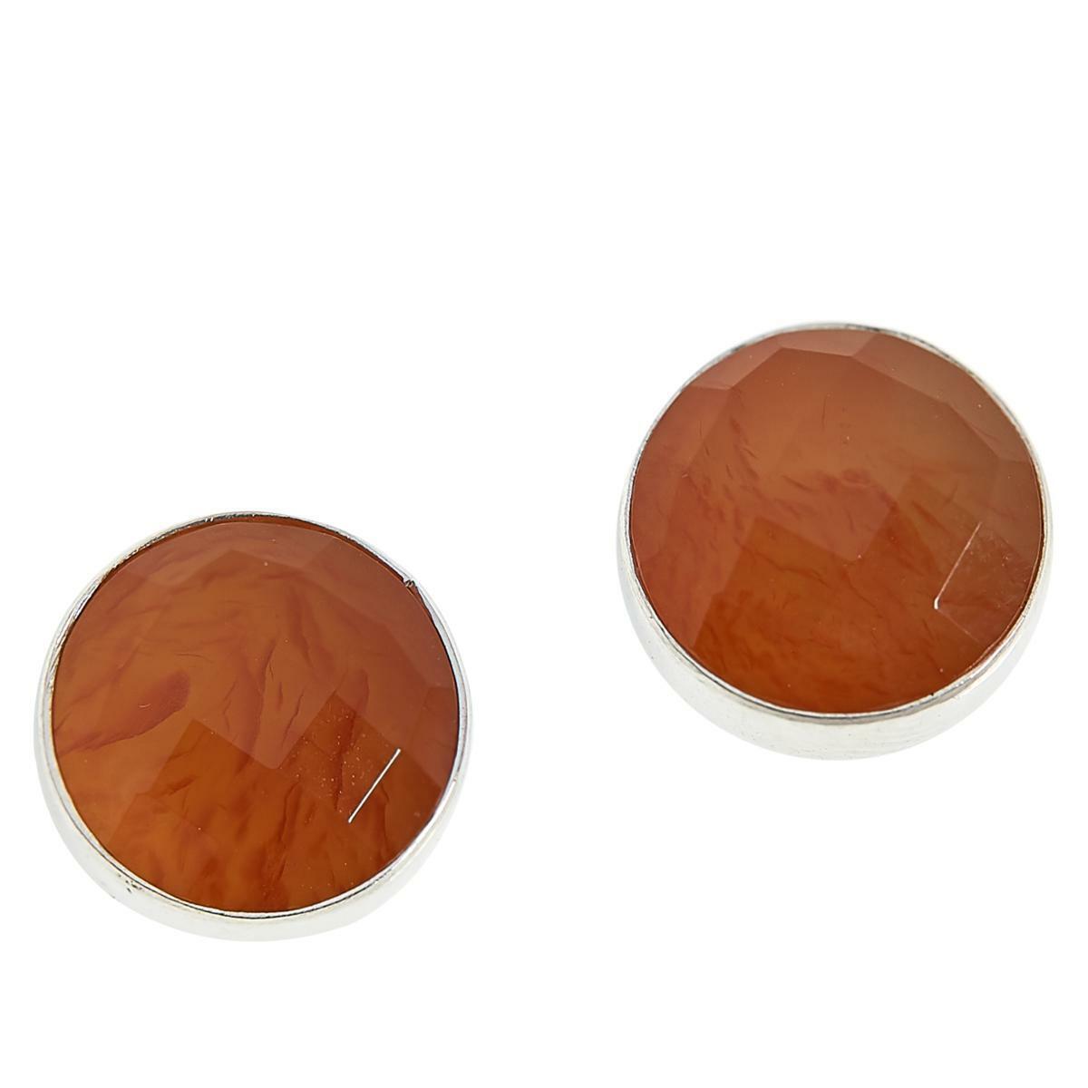 Jay King Sterling Silver 10mm Round Red Chalcedony Stud Earrings.