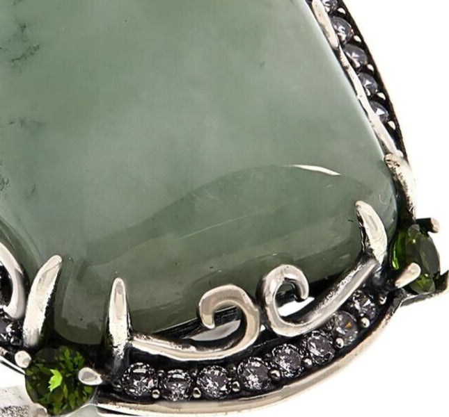 Jade of Yesteryear EmeraldCut Green Jade & MultiGemstone Ring. Size 6
