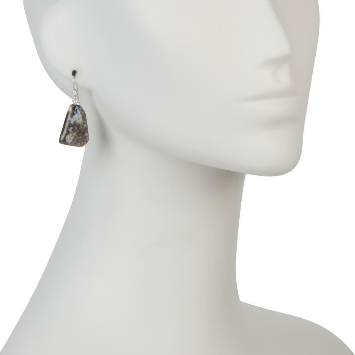 Jay King Sterling Silver Multi-Color Freeform Agate Drop Earrings