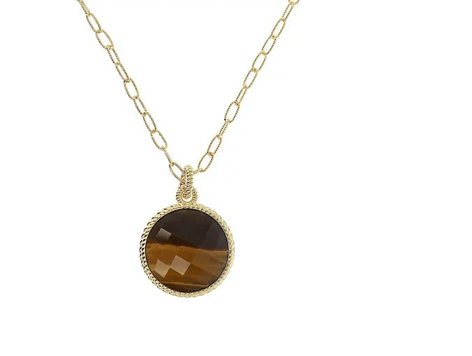 JUDITH Classic Verona Sterling Silver 18K Gold Plated Gemstone Peant w/ Chain.