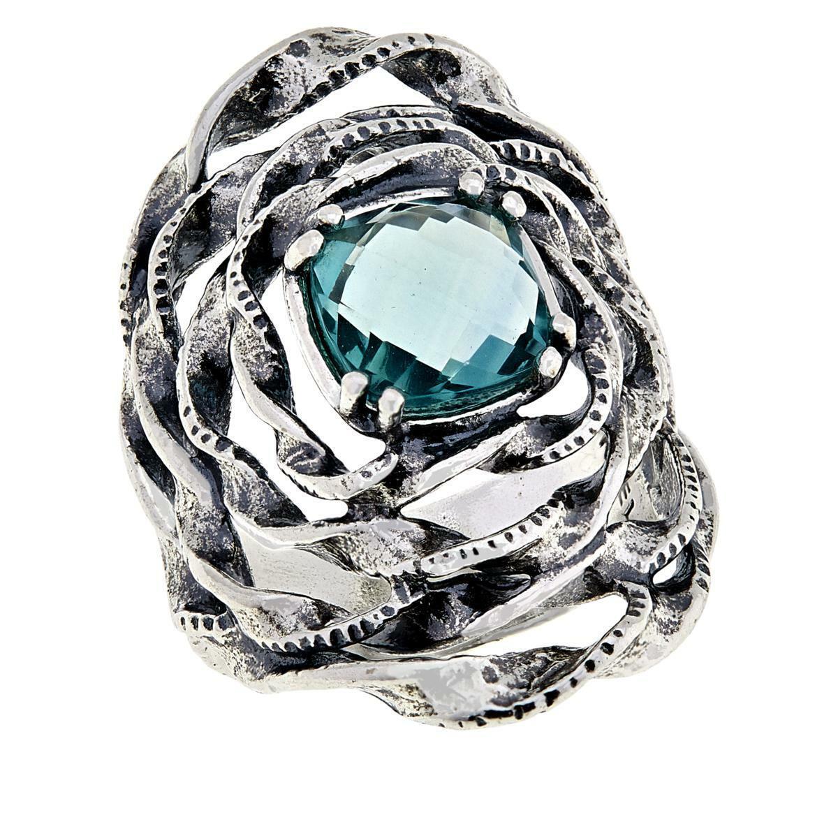 LiPaz Floral Sterling Silver Fluorite Ring, Size 5