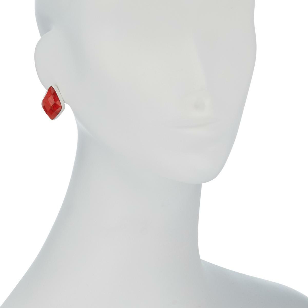 Jay King Sterling Silver Red Coral Stud Earrings.