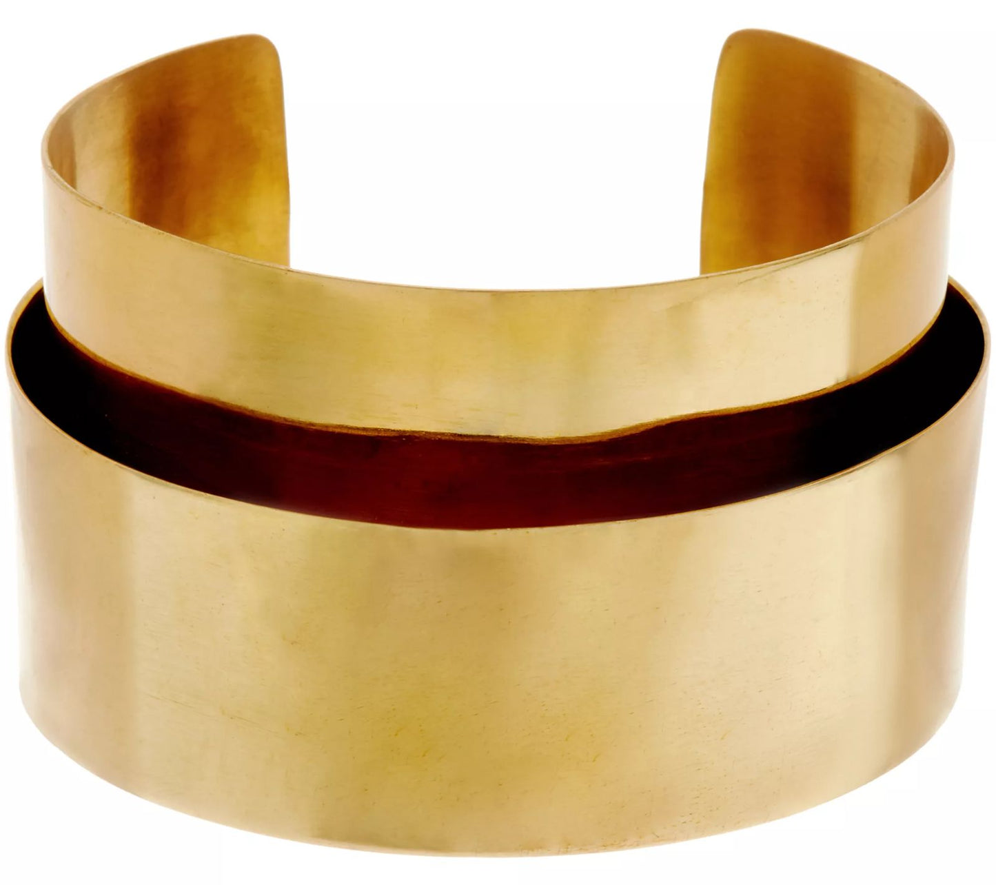 Soko Rounded Ribbon Cuff Double Band Bracelet 6-1/4" GoldTone