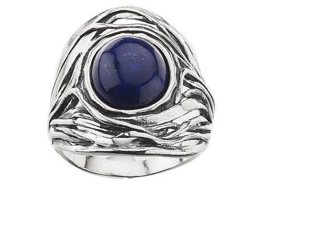 Or Paz Sculpted Sterling Oval Gemstone Lapis Ring. Size.5