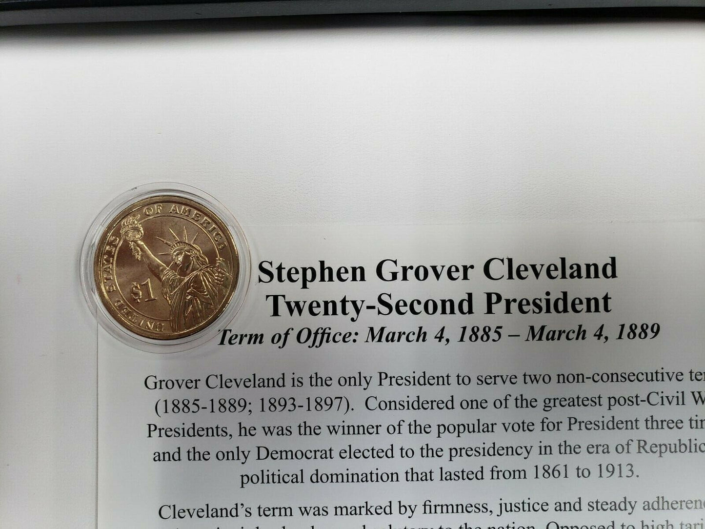The Presidents Coin Collection Featuring Stephen Grover Cleveland Authentic Coin