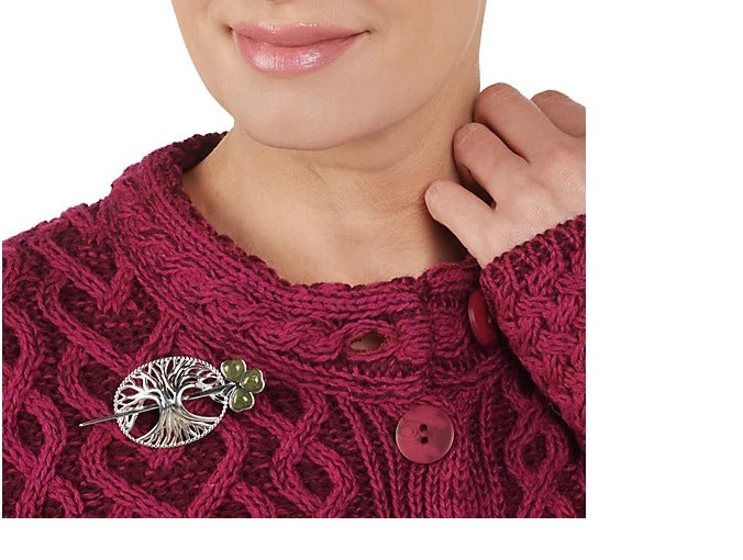 QVC Connemara Marble Sterling Silver Sweater Pin, Tree of Life