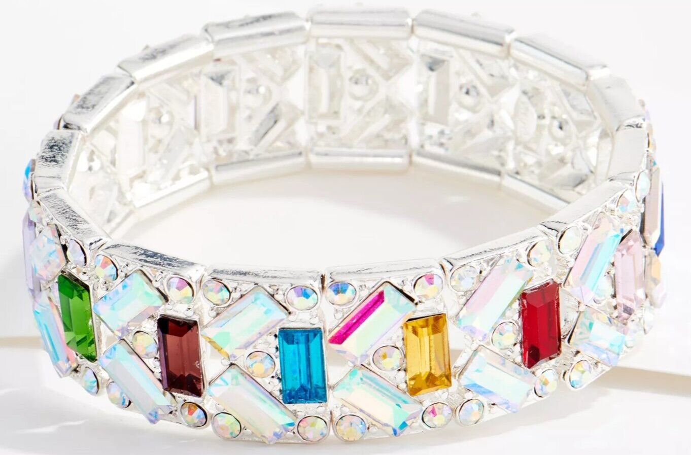 Kirks Folly Silvertone Multicolor Crystal 'Divine Stretch' Bracelet