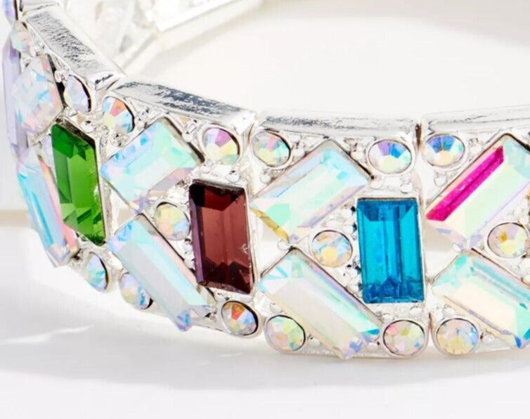 Kirks Folly Silvertone Multicolor Crystal 'Divine Stretch' Bracelet