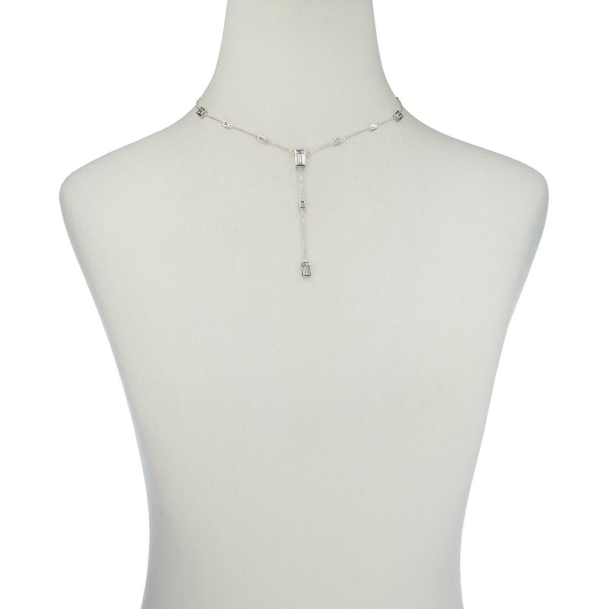Absolute Sterling Silver 5.2cttw Cubic Zirconia Baguette Station Y Necklace, 18"