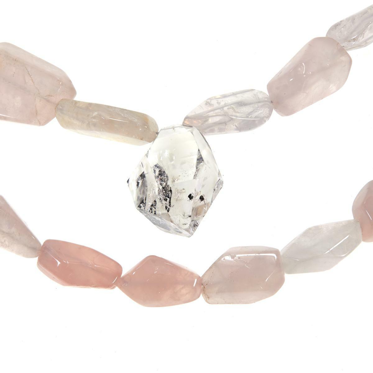 Herkimer Mines "Diamond" Quartz and Rose Quartz Beaded 18" Necklace