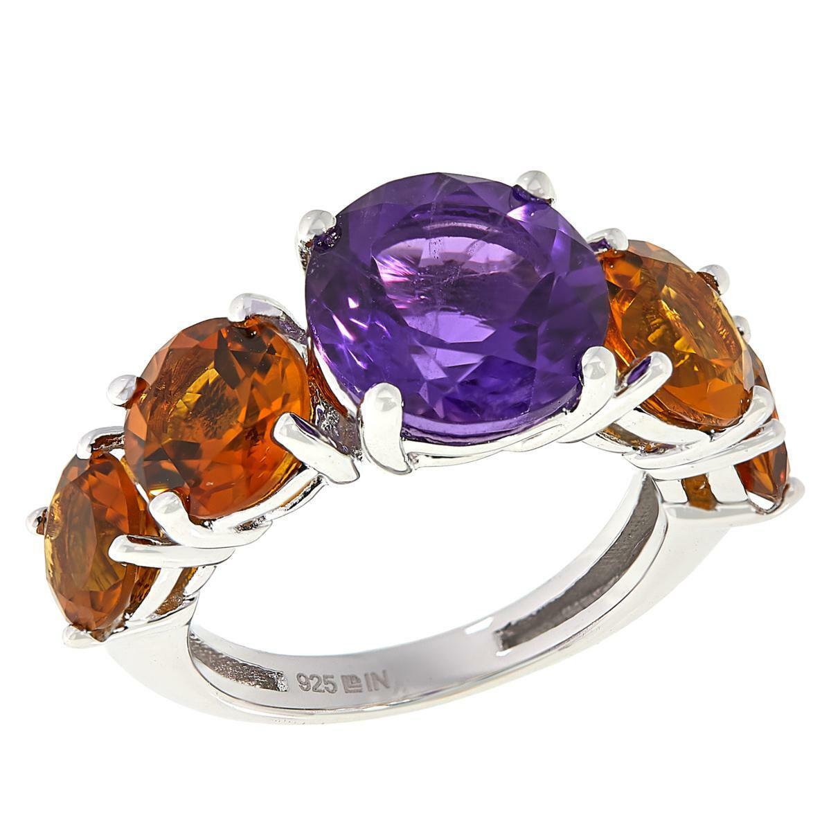 Colleen Lopez Sterling Silver African Amethyst & Madeira Citrine Ring, Size 6