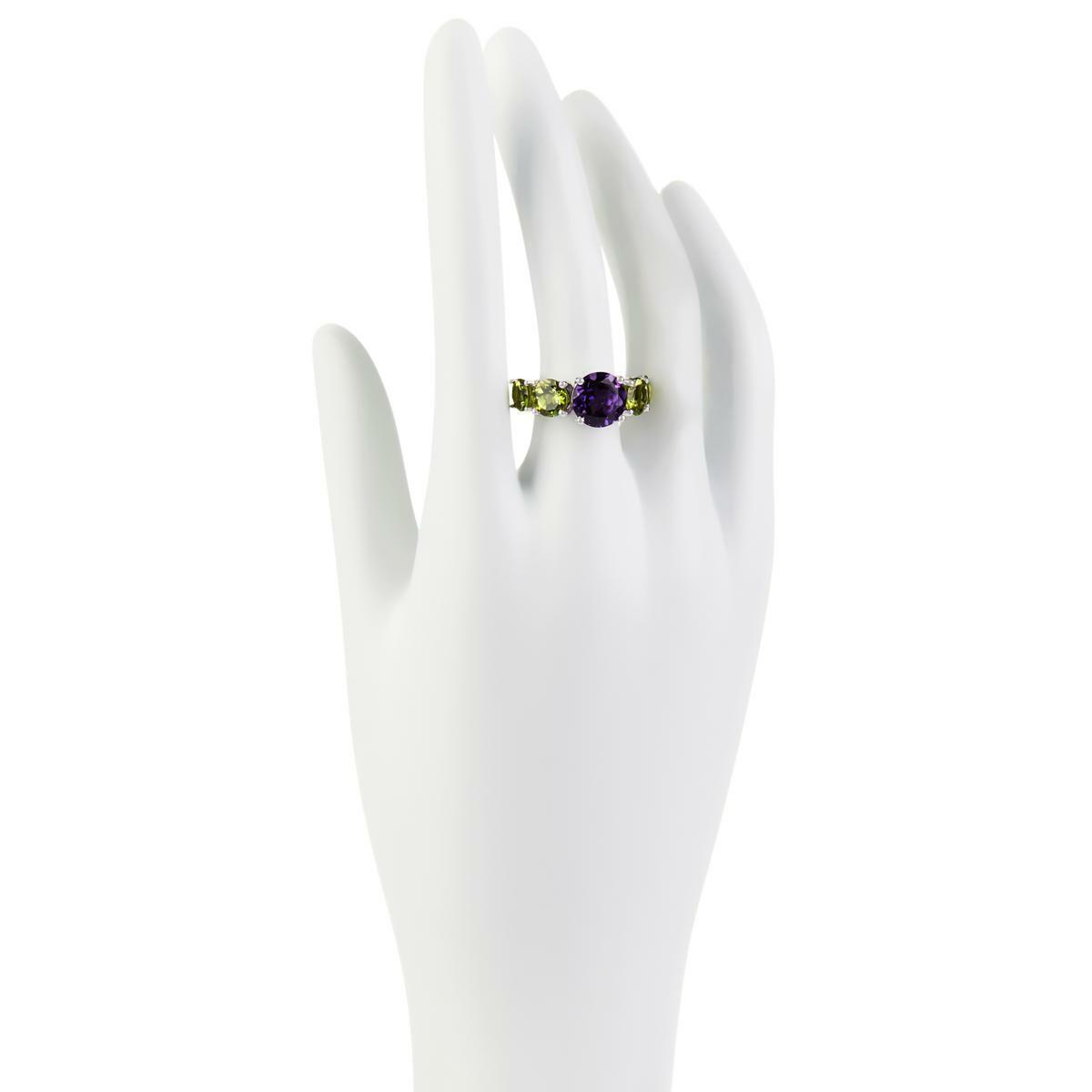 Colleen Lopez Sterling Silver African Amethyst & Peridot Ring, Size 5