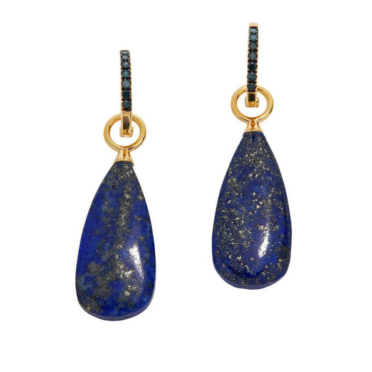Rarities Sterling Silver Diamond-Accented Lapis Drop Earrings.