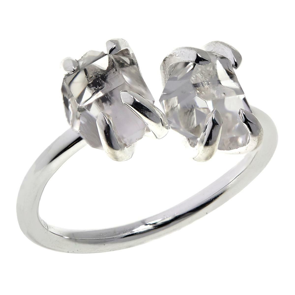 Herkimer Mines "Diamond" Quartz Freeform Two-Stone Ring, Size 10