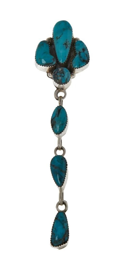 Chaco Canyon Sterling Silver Kingman Turquoise Cluster Dangle Earrings