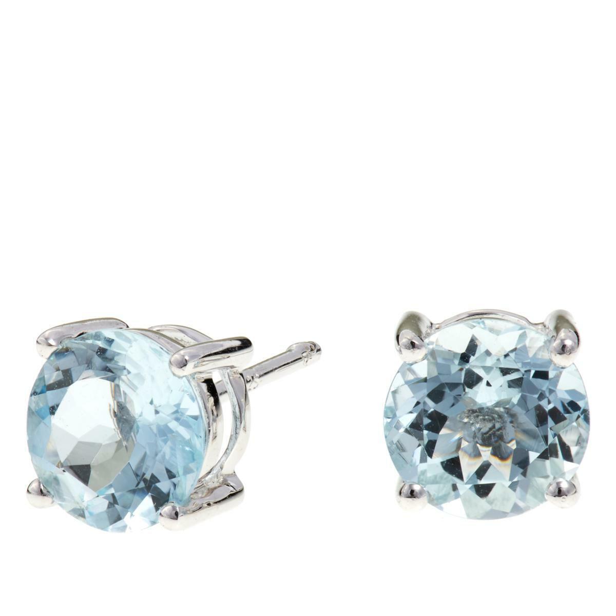 Colleen Lopez 2ctw Round Aquamarine Sterling Silver Stud Earrings