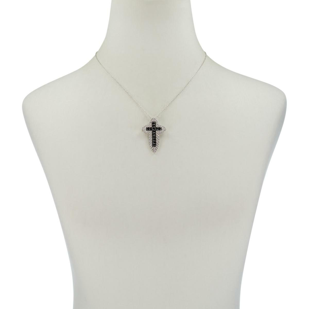 Colleen Lopez Black Spinel and White Zircon Cross Pendant with Chain