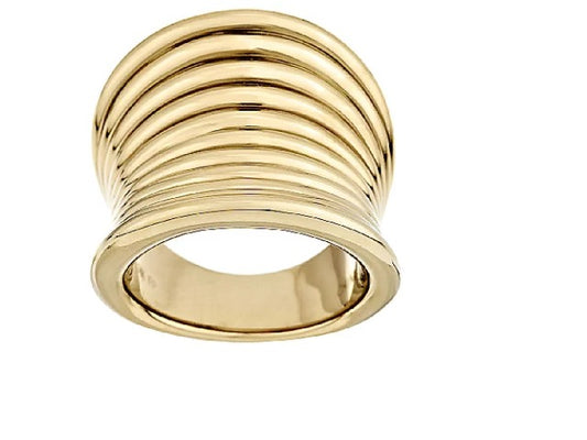 14K Gold Ribbed Concave Ring. Size.7