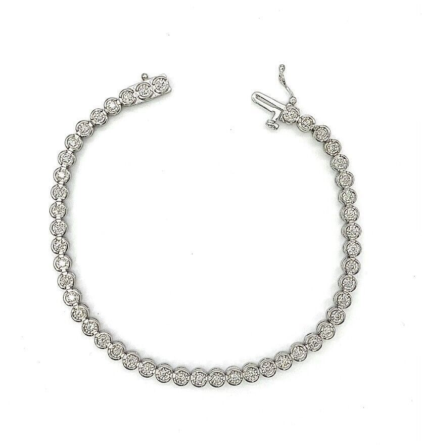 Affinity Sterling Silver Diamonds 1 cttw Tennis Bracelet . 7-1/4"