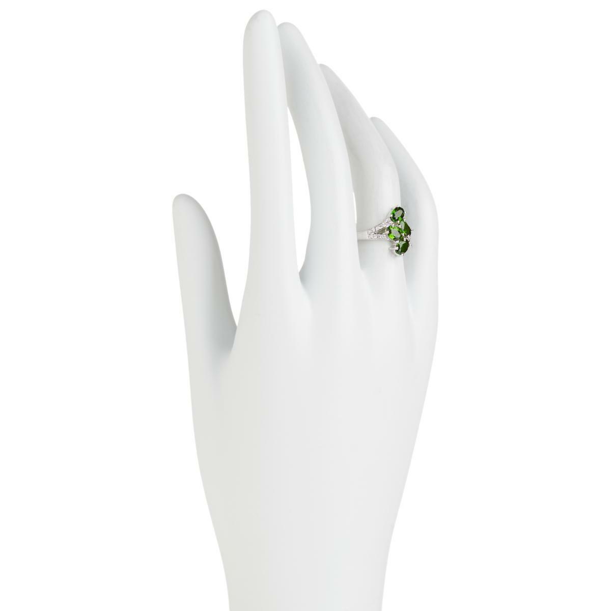 Colleen Lopez Sterling Silver Chrome Diopside & White Zircon Bypass Ring, Sz 7