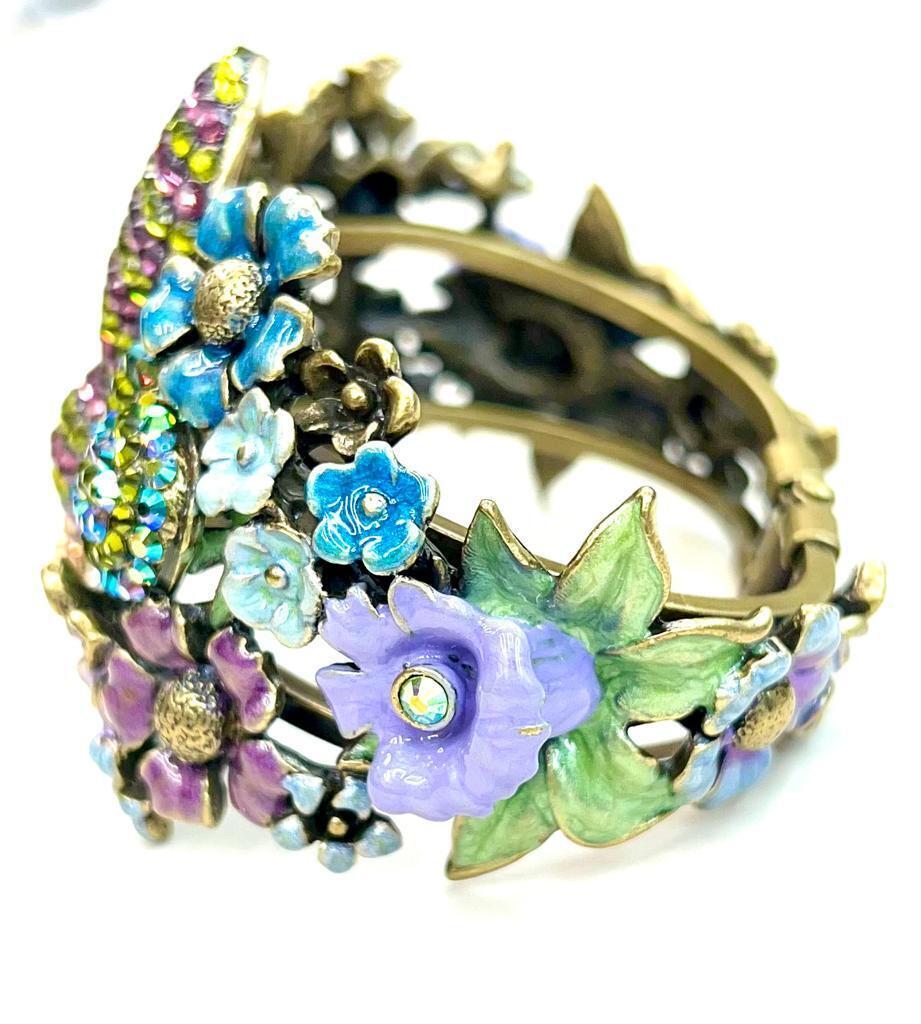 Kirks Folly “Too Bee or Not to Bee” Hinged Cuff Crystal Enamel Bracelet, Average