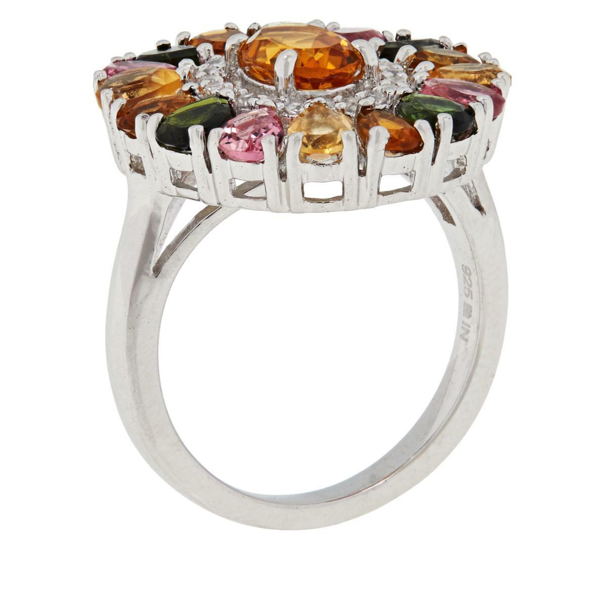 Colleen Lopez Sterling Silver Citrine and Multi Tourmaline Ring, Size 7