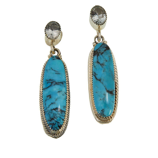 Chaco Canyon Sterling Silver Turquoise and Gemstone Oval Drop Earrings