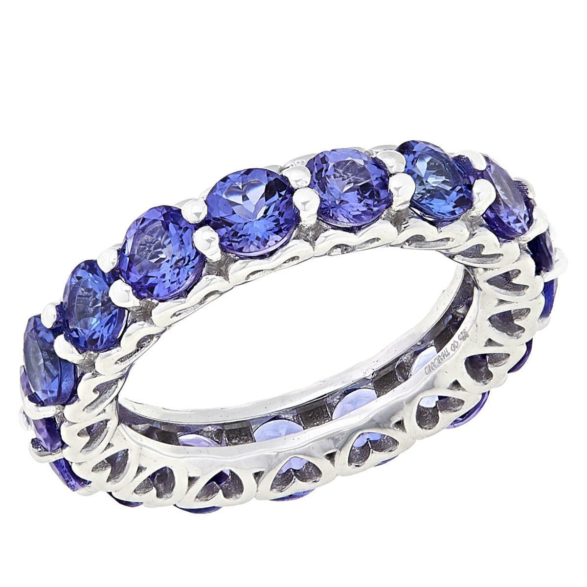 Colleen Lopez Sterling Silver Genuine Tanzanite Eternity Band Ring. Size 6