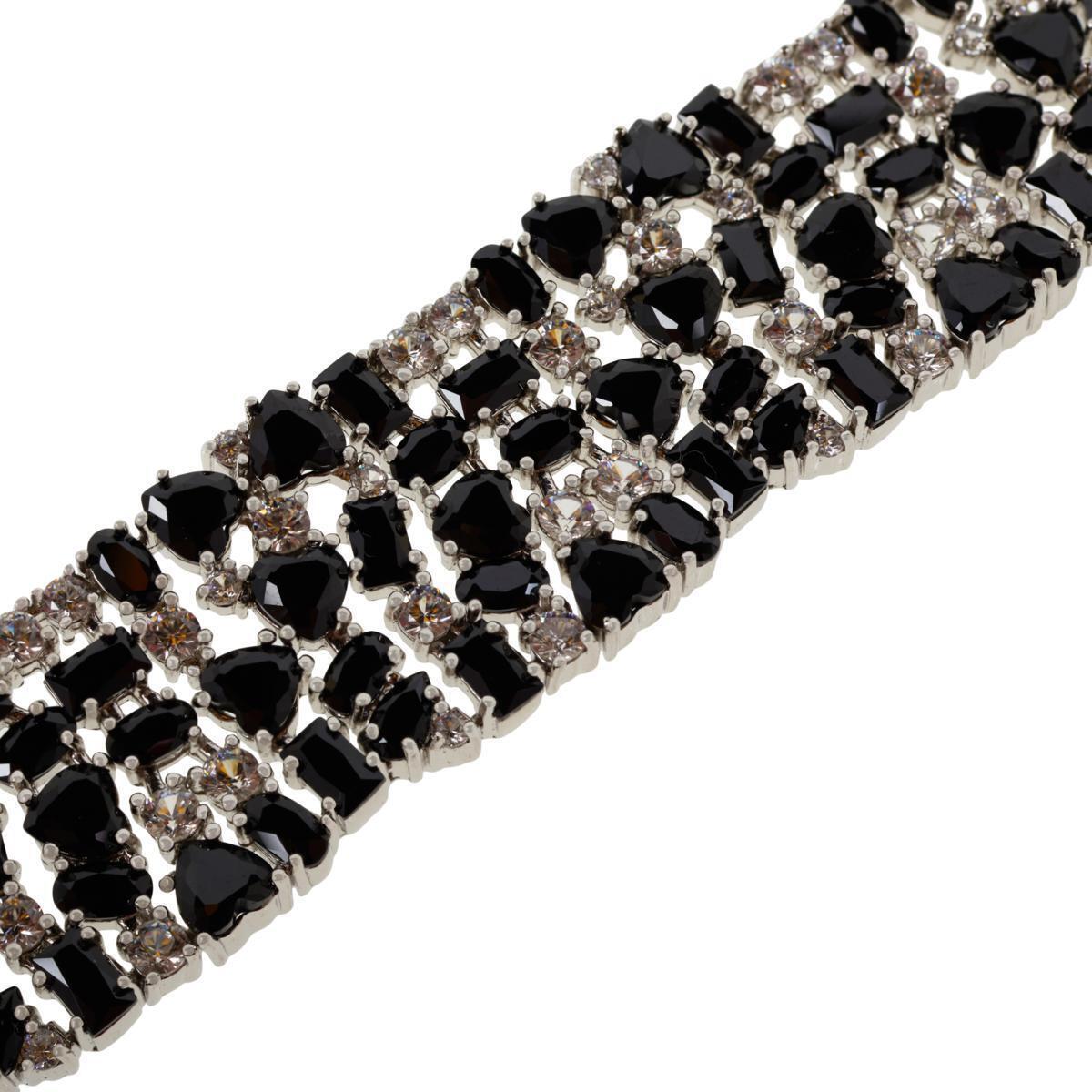 Colleen Lopez Black Spinel & White Zircon Bracelet. 8"