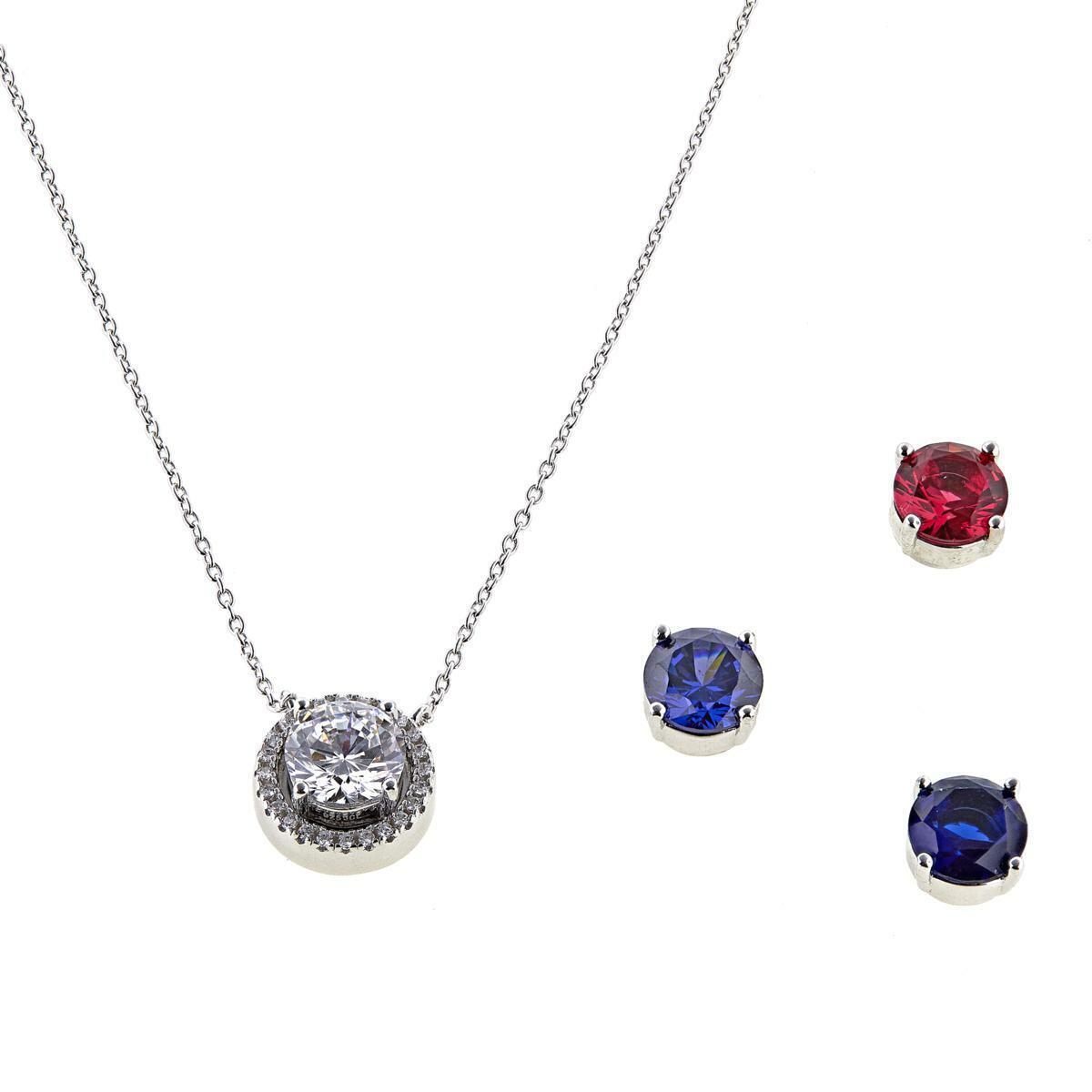 Absolute Clear and Colored Stone Interchangeable Drop 18" Necklace