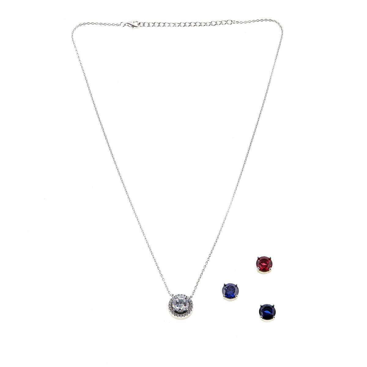 Absolute Clear and Colored Stone Interchangeable Drop 18" Necklace