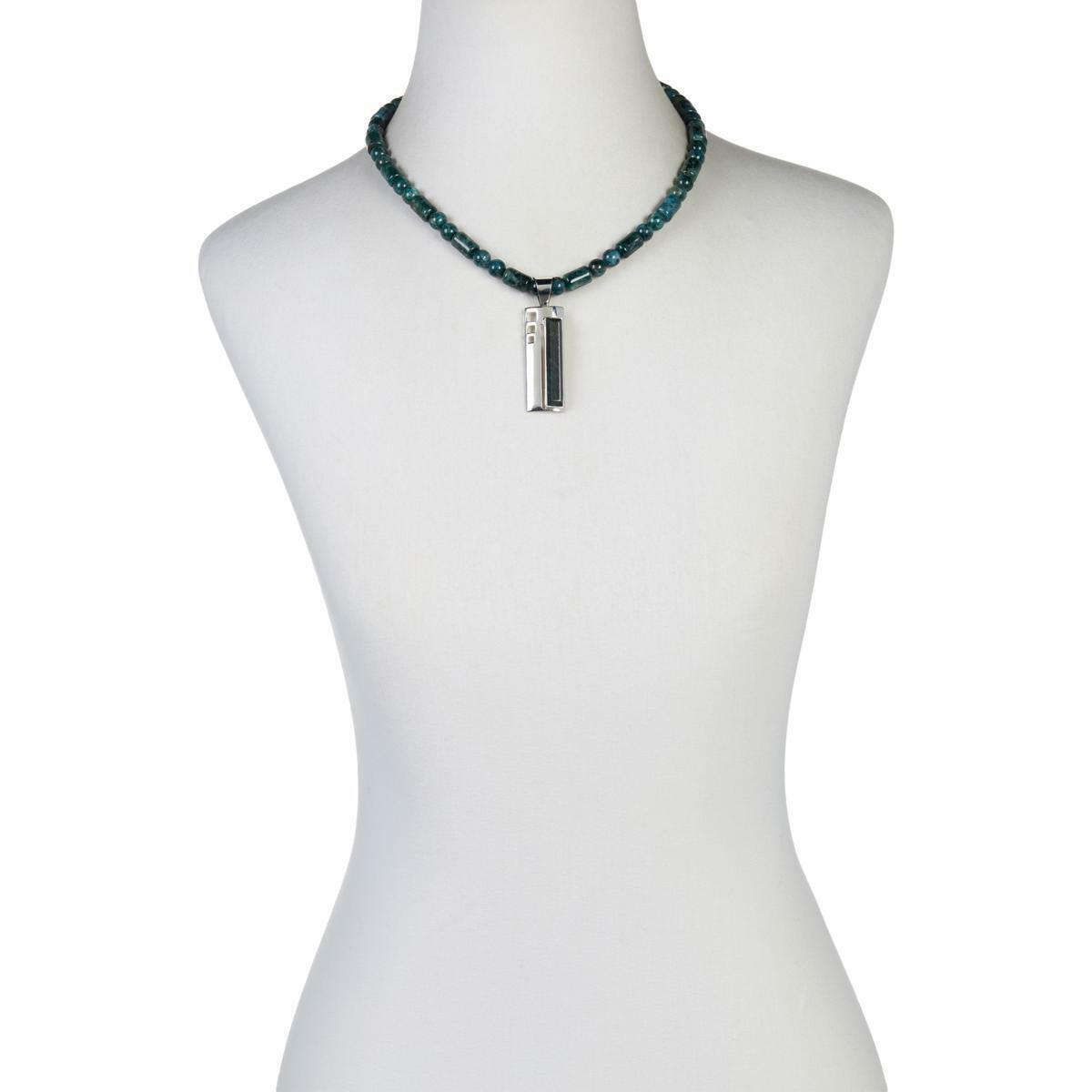 Jay King Sterling Silver Teal Apatite Rectangular Pendant w/ 18" Necklace